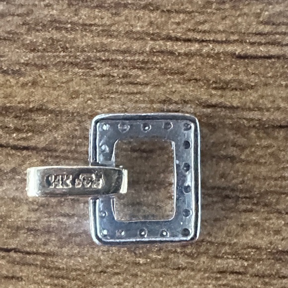 14K Elegant 2 tone Gold/White Square Pendant - Picture 2 of 2